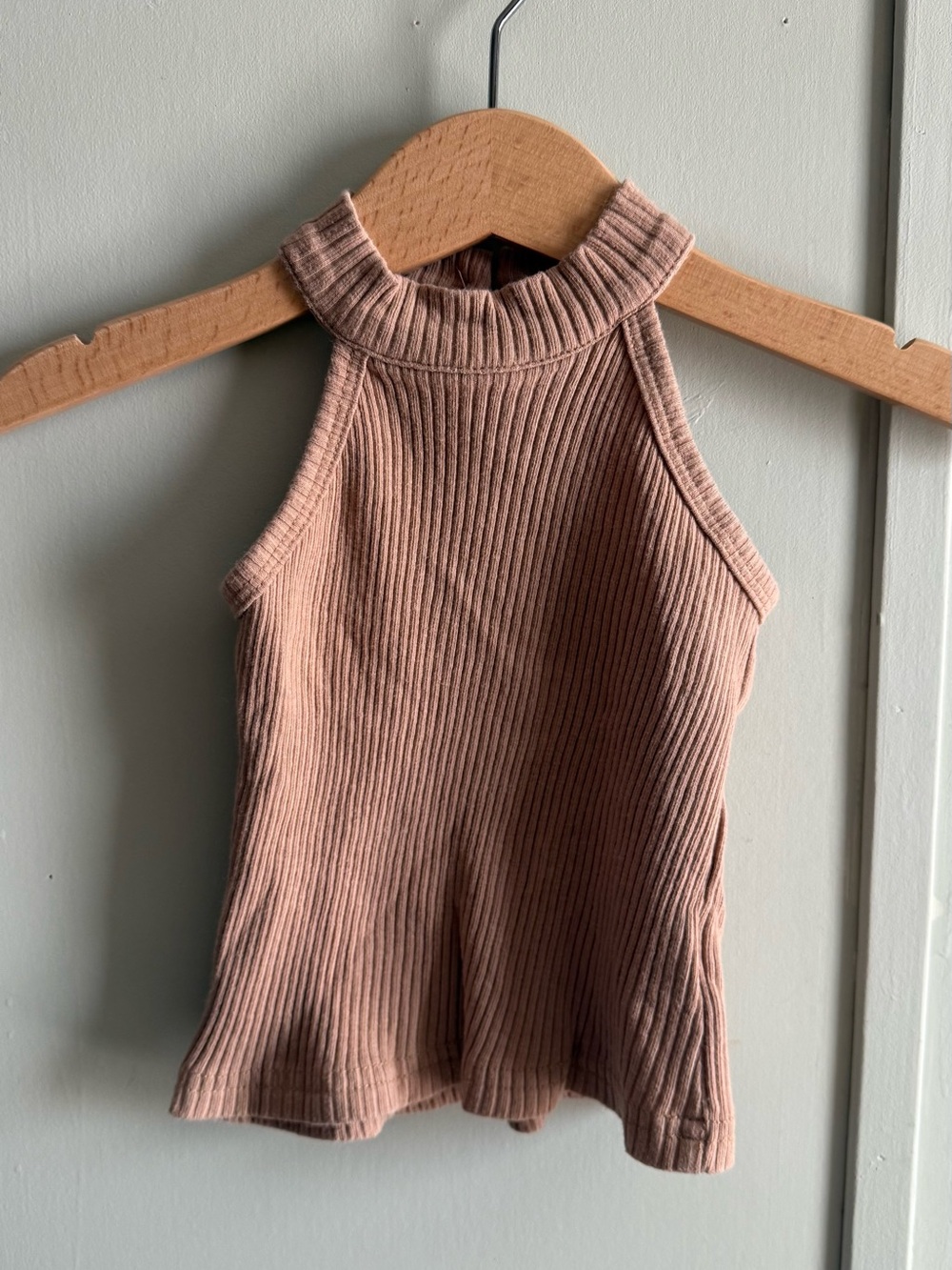 SHEIN Ribbed Halter Tank Top - Dusty Rose